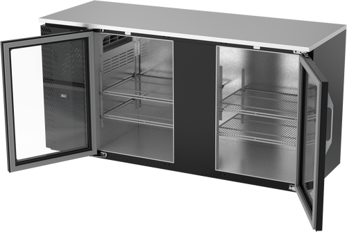 VBBN68HC-G-B | 68" Narrow Depth Glass Doors Back Bar in Black