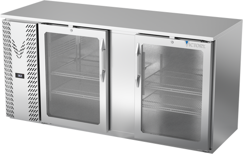 VBBN68HC-G-S | 68" Narrow Depth Glass Doors Back Bar in Stainless Steel