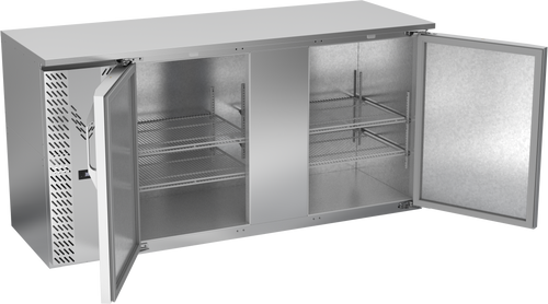 VBBN68HC-S | 68" Narrow Depth Solid Doors Back Bar in Stainless Steel
