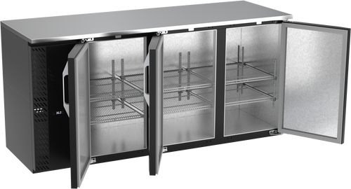 VBBN72HC-B | 72" Narrow Depth Solid Doors Back Bar in Black