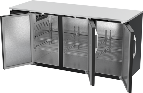 VBBN72HC-B | 72" Narrow Depth Solid Doors Back Bar in Black