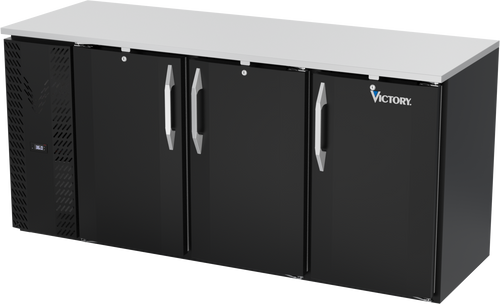 VBBN72HC-F-B | 72" Narrow Depth Solid Doors Food Rated Back Bar in Black
