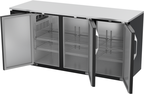 VBBN72HC-F-B | 72" Narrow Depth Solid Doors Food Rated Back Bar in Black