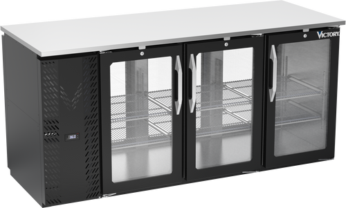 VBBN72HC-FG-PT-B | 72" Narrow Depth Glass Doors Food Rated Pass-thru Back Bar in Black