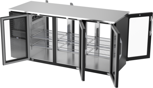 VBBN72HC-FG-PT-B | 72" Narrow Depth Glass Doors Food Rated Pass-thru Back Bar in Black