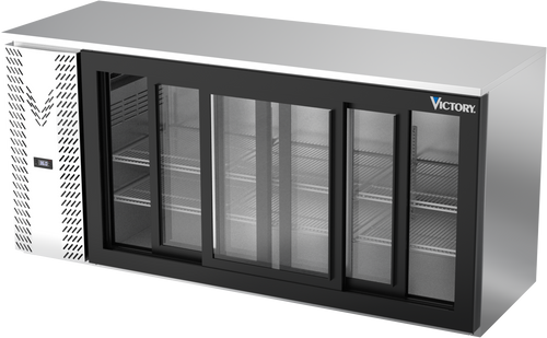 VBBN72HC-F-GS-S | 72" Narrow Depth Sliding Glass Doors Food Rated Back Bar in Stainless Steel