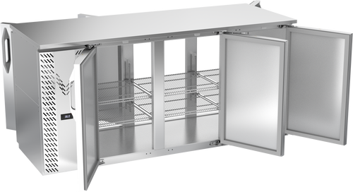 VBBN72HC-F-PT-S | 72" Narrow Depth Solid Doors Food Rated Pass-thru Back Bar in Stainless Steel