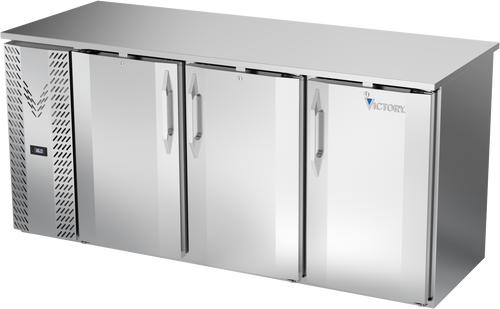 VBBN72HC-F-PT-S | 72" Narrow Depth Solid Doors Food Rated Pass-thru Back Bar in Stainless Steel