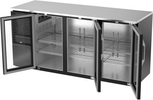 VBBN72HC-G-B | 72" Narrow Depth Glass Doors Back Bar in Black