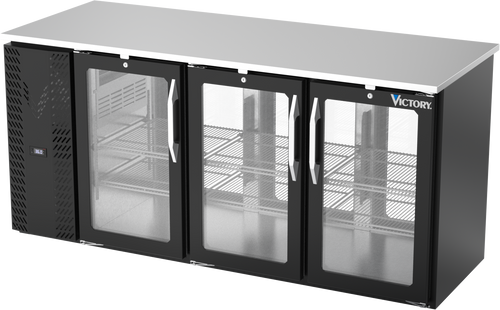 VBBN72HC-G-PT-B | 72" Narrow Depth Glass Doors Pass-thru Back Bar in Black