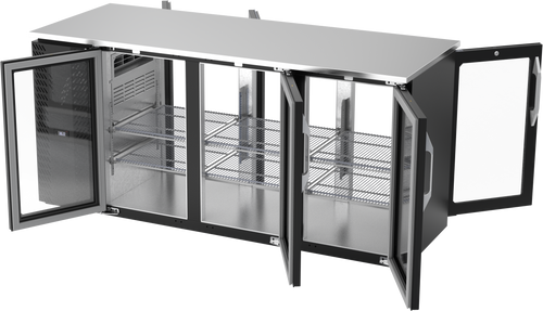VBBN72HC-G-PT-B | 72" Narrow Depth Glass Doors Pass-thru Back Bar in Black