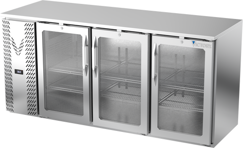 VBBN72HC-G-S | 72" Narrow Depth Glass Doors Back Bar in Stainless Steel