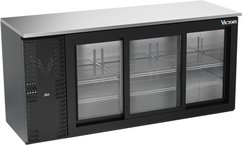 VBBN72HC-GS-B | 72" Narrow Depth Sliding Glass Doors Back Bar in Black