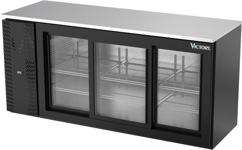 VBBN72HC-GS-B | 72" Narrow Depth Sliding Glass Doors Back Bar in Black
