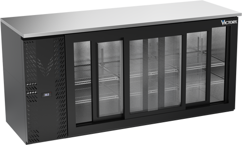 VBBN72HC-GS-B | 72" Narrow Depth Sliding Glass Doors Back Bar in Black