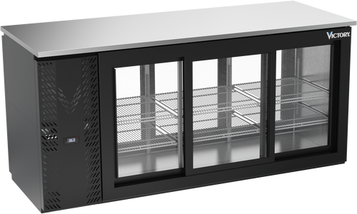 VBBN72HC-GS-PT-B | 72" Narrow Depth Sliding Glass Doors Pass-thru Back Bar in Black