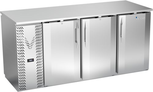 VBBN72HC-PT-S | 72" Narrow Depth Solid Doors Pass-thru Back Bar in Stainless Steel