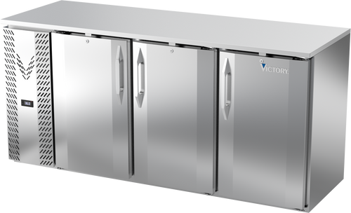 VBBN72HC-S | 72" Narrow Depth Solid Doors Back Bar in Stainless Steel