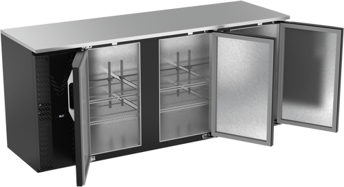 VBBN78HC-B | 78" Narrow Depth Solid Doors Back Bar in Black