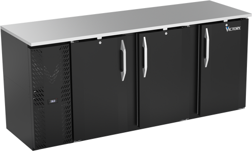 VBBN78HC-F-B | 78" Narrow Depth Solid Doors Food Rated Back Bar in Black