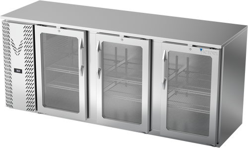 VBBN78HC-FG-S | 78" Narrow Depth Glass Doors Food Rated Back Bar in Stainless Steel