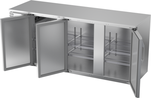 VBBN78HC-F-S | 78" Narrow Depth Solid Doors Food Rated Back Bar in Stainless Steel
