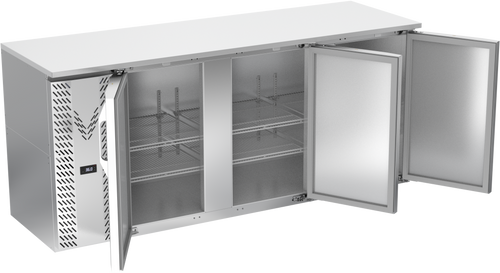 VBBN78HC-F-S | 78" Narrow Depth Solid Doors Food Rated Back Bar in Stainless Steel