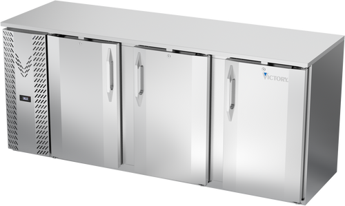 VBBN78HC-F-S | 78" Narrow Depth Solid Doors Food Rated Back Bar in Stainless Steel