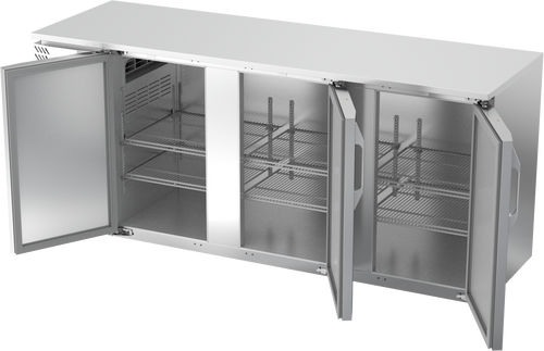 VBBN78HC-F-S | 78" Narrow Depth Solid Doors Food Rated Back Bar in Stainless Steel