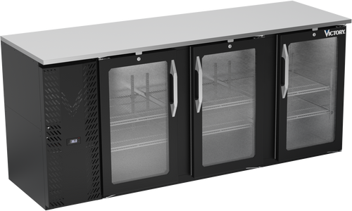 VBBN78HC-G-B | 78" Narrow Depth Glass Doors Back Bar in Black