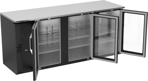 VBBN78HC-G-B | 78" Narrow Depth Glass Doors Back Bar in Black