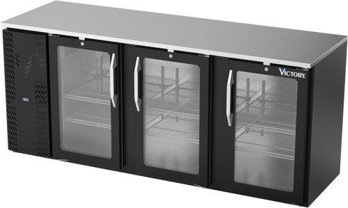 VBBN78HC-G-B | 78" Narrow Depth Glass Doors Back Bar in Black