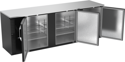 VBBN94HC-B | 94" Narrow Depth Solid Doors Back Bar in Black