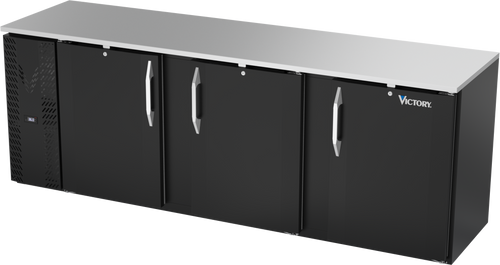 VBBN94HC-B | 94" Narrow Depth Solid Doors Back Bar in Black