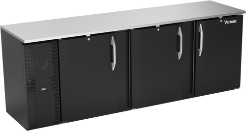VBBN94HC-F-B | 94" Narrow Depth Solid Doors Food Rated Back Bar in Black