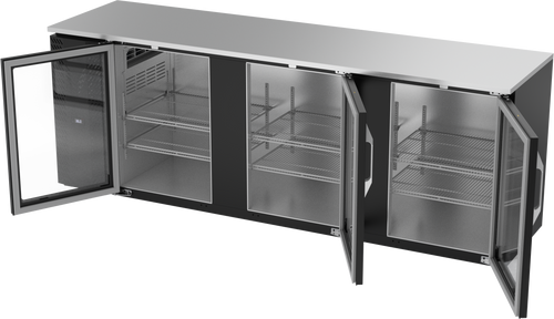 VBBN94HC-FG-B | 94" Narrow Depth Glass Doors Food Rated Back Bar in Black