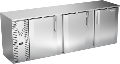 VBBN94HC-F-S | 94" Narrow Depth Solid Doors Food Rated Back Bar in Stainless Steel