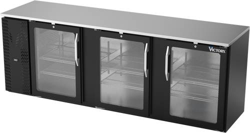 VBBN94HC-G-B | 94" Narrow Depth Glass Doors Back Bar in Black