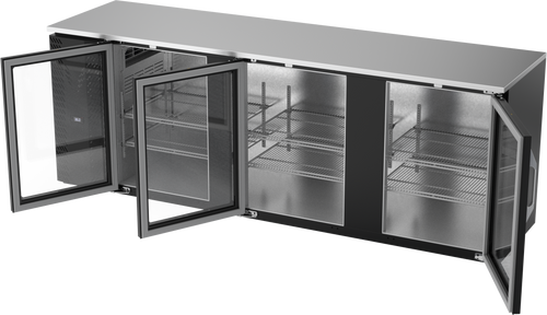 VBBN94HC-G-B | 94" Narrow Depth Glass Doors Back Bar in Black