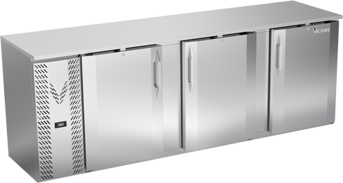 VBBN94HC-S | 94" Narrow Depth Solid Doors Back Bar in Stainless Steel