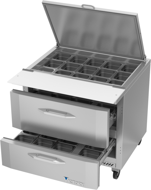 VSPD36HC-15B-2 | 36" Sandwich Prep Table with Mega Top