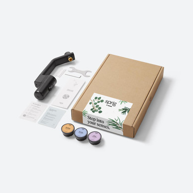Sprig Shower Infusion Kit in matte black with 3 infusion pods