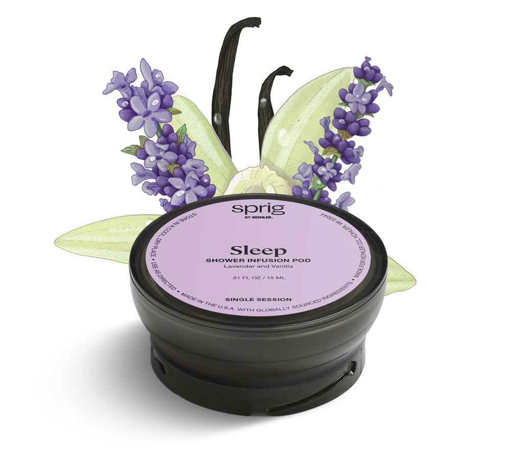 Sprig Sleep Shower Infusion Pod with lavender and vanilla.