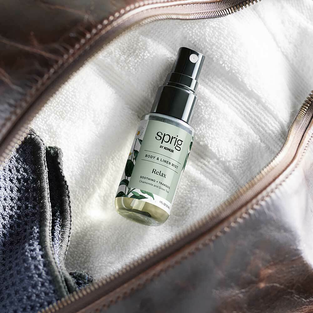 travel-size relax spray in gym bag