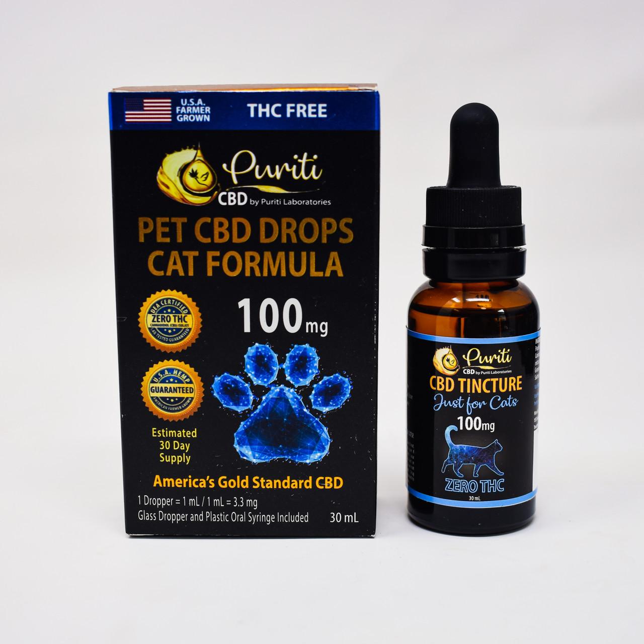 Cat CBD Isolate Extract Tincture Kit, THC Free, 100mg 30 ml