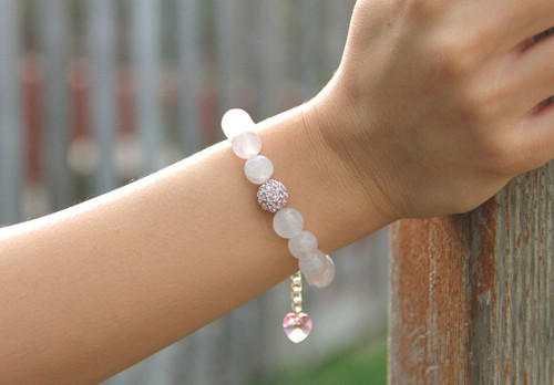 Rose Quartz Light Rose Bead Bracelet 