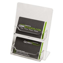 2 Pocket Business Card Holder SlantBack Easel Holds 2 Vertical Cards