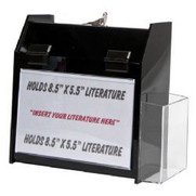9.5x5x10 Locking Black Plastic Ballot Box with Pocket and Ad Frame 9.5x5x10 Locking Black Plastic Ballot Box with Pocket and Ad Frame