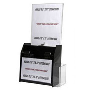 9.5x5x10 Deluxe Locking Black Plastic Ballot Box with Header and Ad Frame 9.5x5x10 Deluxe Locking Black Plastic Ballot Box with Header and Ad Frame