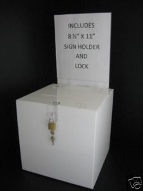 12x12 White Ballot Box Sign Holder and Lock